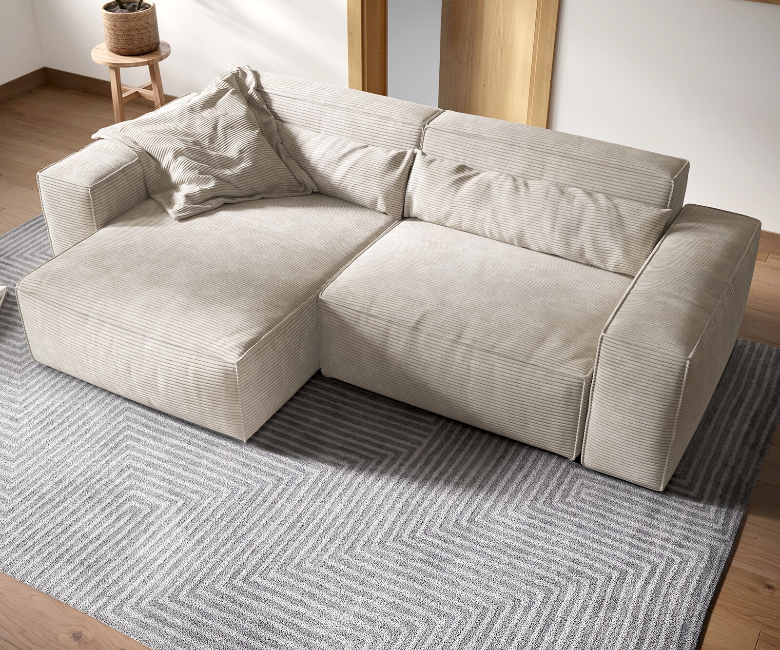 Sofa narożna Sirpio XL 270x170cm sztruks beżowy szezlong z możliwością zmiennego ustawienia 3
