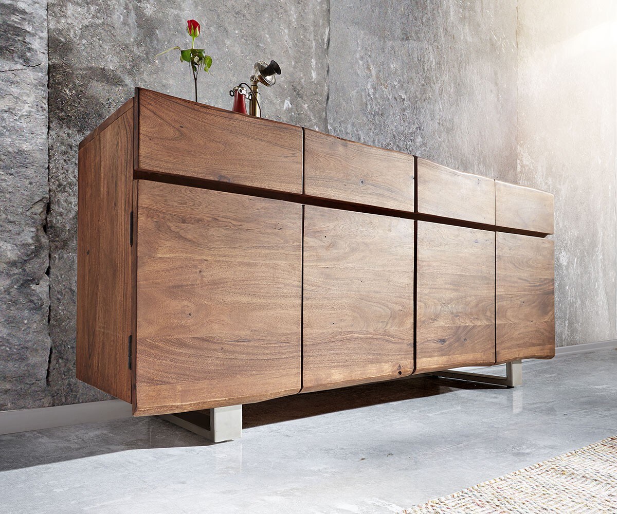Komoda Live-Edge 172 cm akacja naturalna 4 drzwi 4 szuflady 3