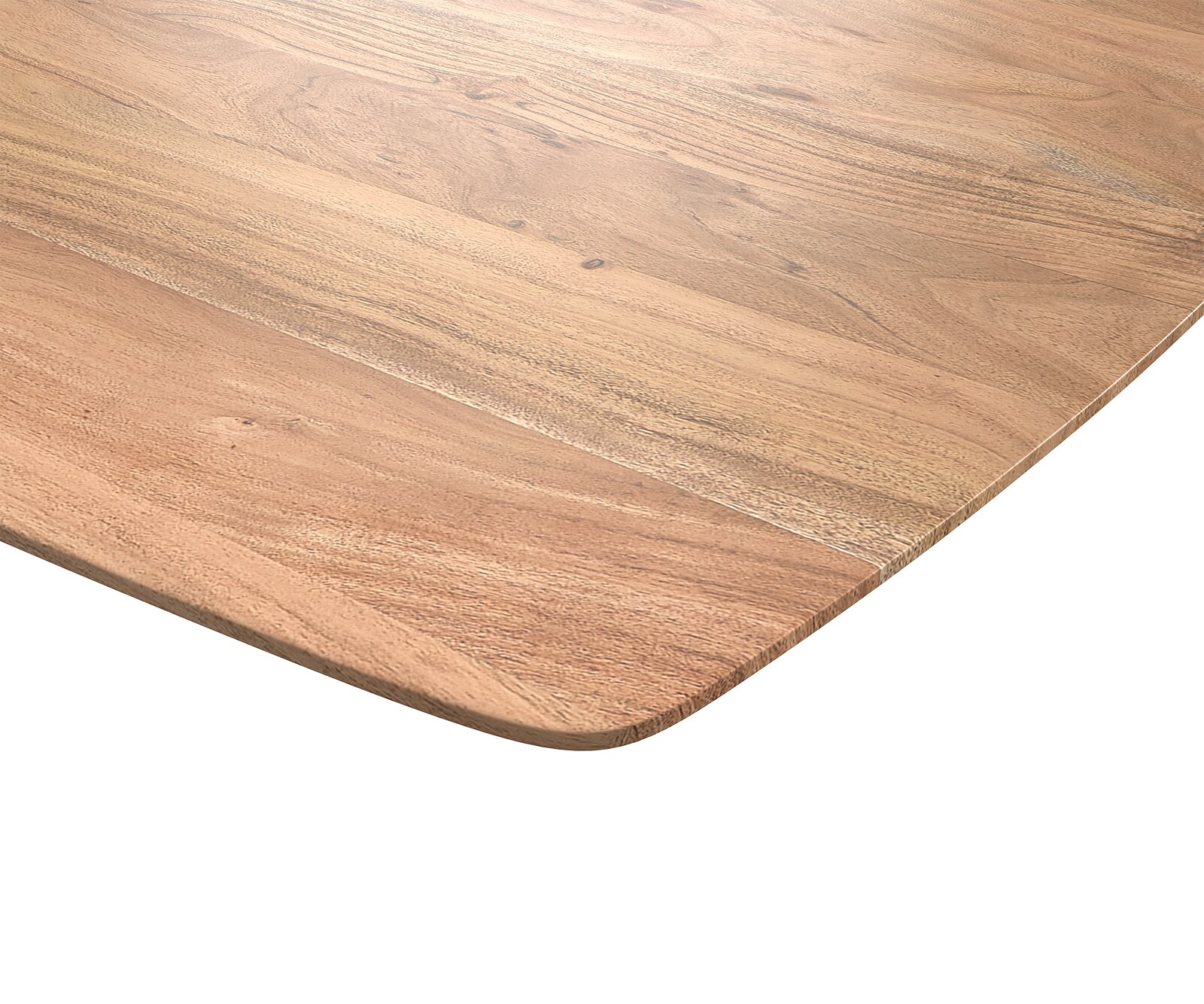 Stół do jadalni Edge kształt beczki 200x100cm akacja naturalna rama Cross stal nierdzewna krawędź szwajcarska 5