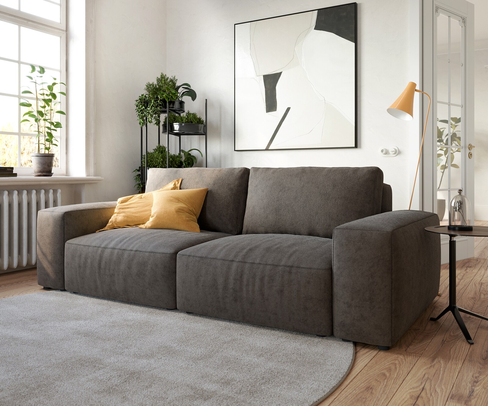 Sofa Lanzo XL 270x130cm sztruks beżowy z pufem 4
