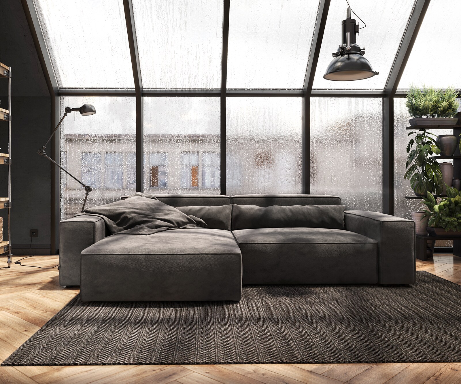 Sofa narożna Sirpio XL 270x170cm mikrofibra brąz khaki szezlong z możliwością zmiennego ustawienia 1