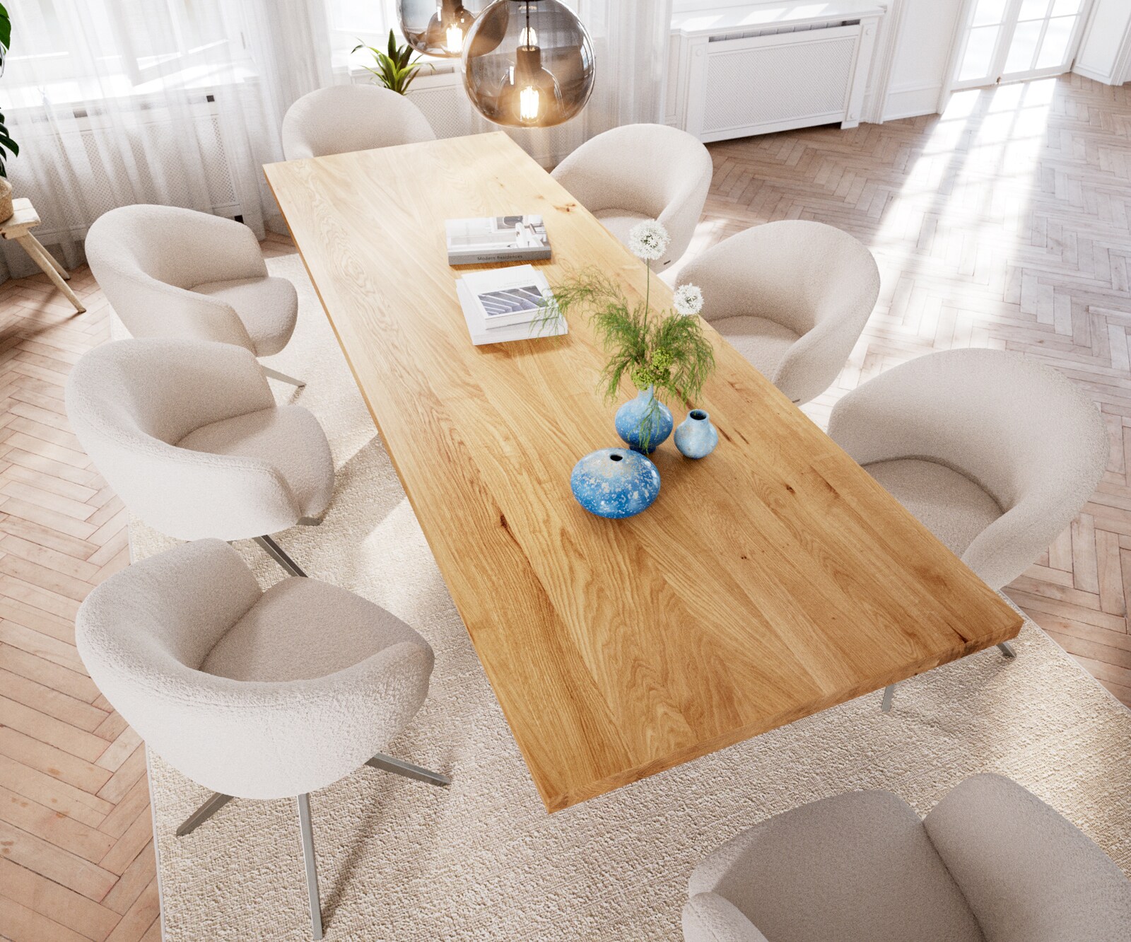 Stół do jadalni Edge 300x100 dąb naturalny rama Pilier stal nierdzewna 4