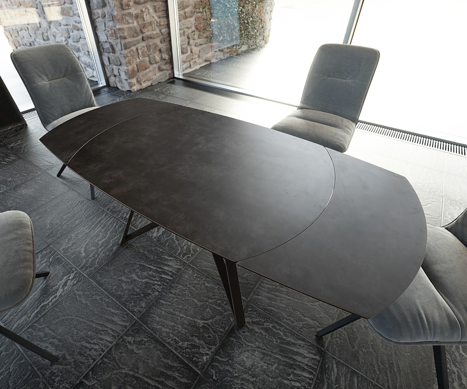 Stół do jadalni Carlow 130/200x95cm ceramika szara metal rozkładany 4