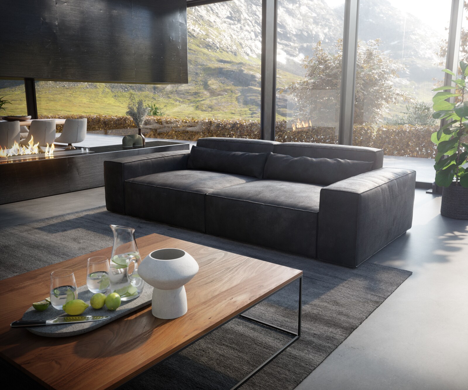 Sofa Sirpio XL 270x130cm skóra ekologiczna antracyt vintage