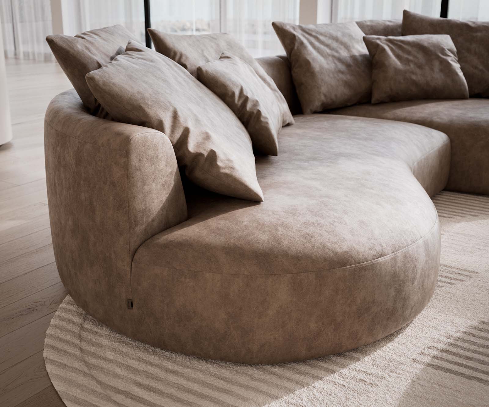 Sofa Edina 330x170cm mikrofibra szaro-brązowa vintage 4