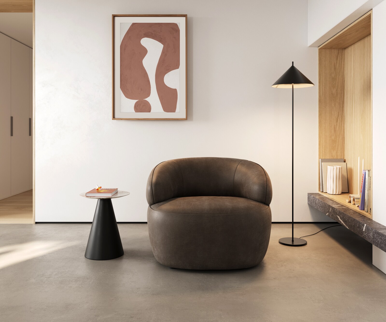Fotel wypoczynkowy Nova 88x88cm mikrofibra szaro-brązowa vintage 1