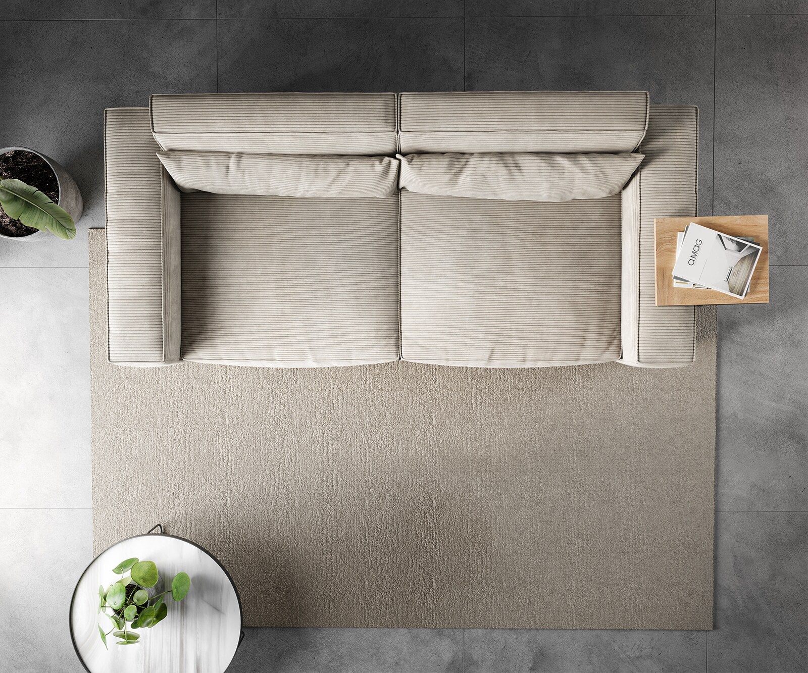 Duża sofa Sirpio 230x95 cm sztruks beżowy 6