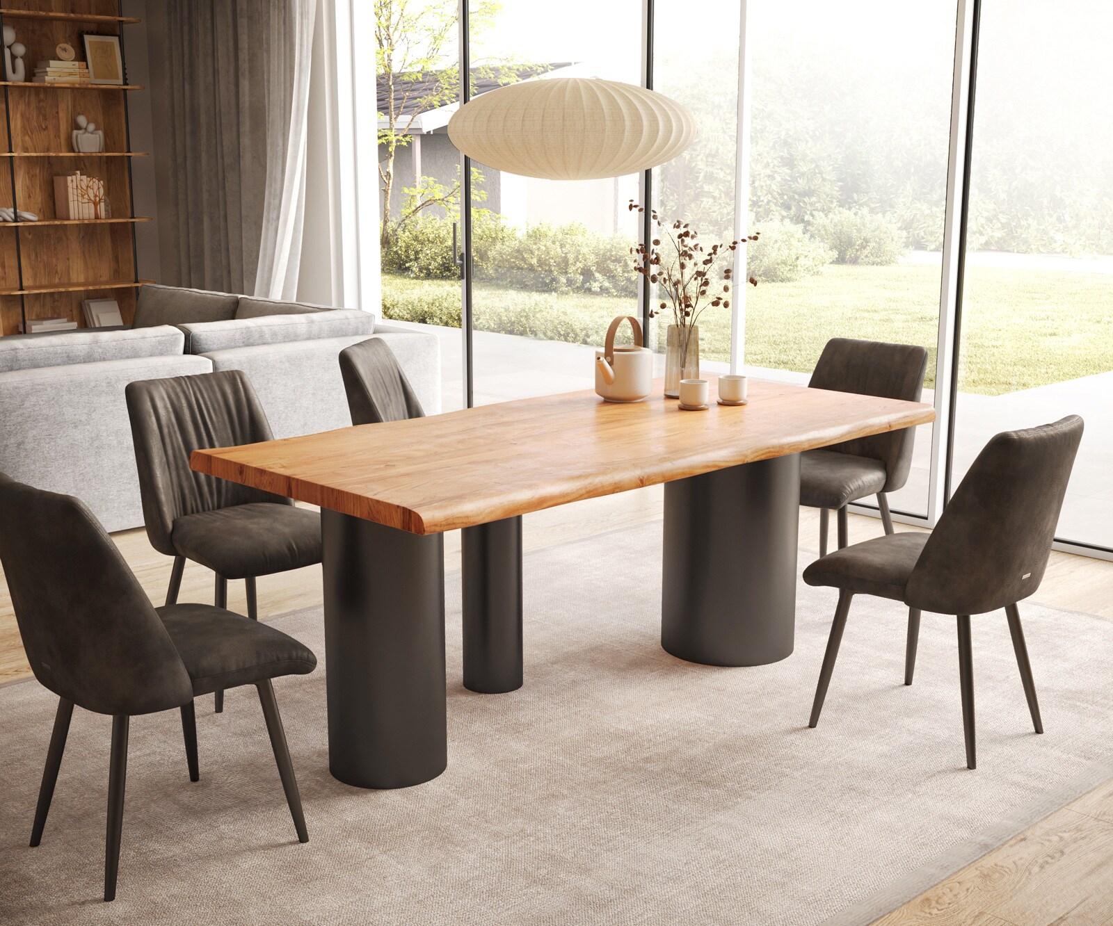Stół do jadalni Edge 200x100 cm XL akacja naturalna rama rama Troa metal czarna live-edge 5