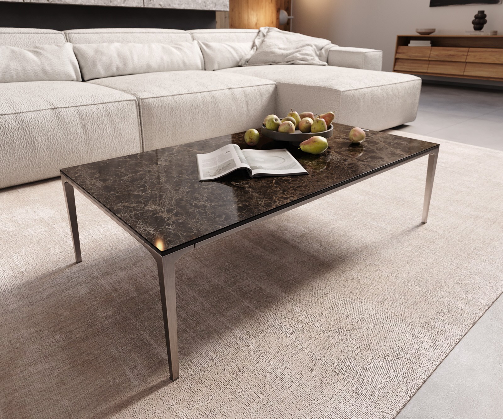 Stolik kawowy Levente 110x60 cm ceramika Laminam® Nero Greco antracyt rama metal czarny 4