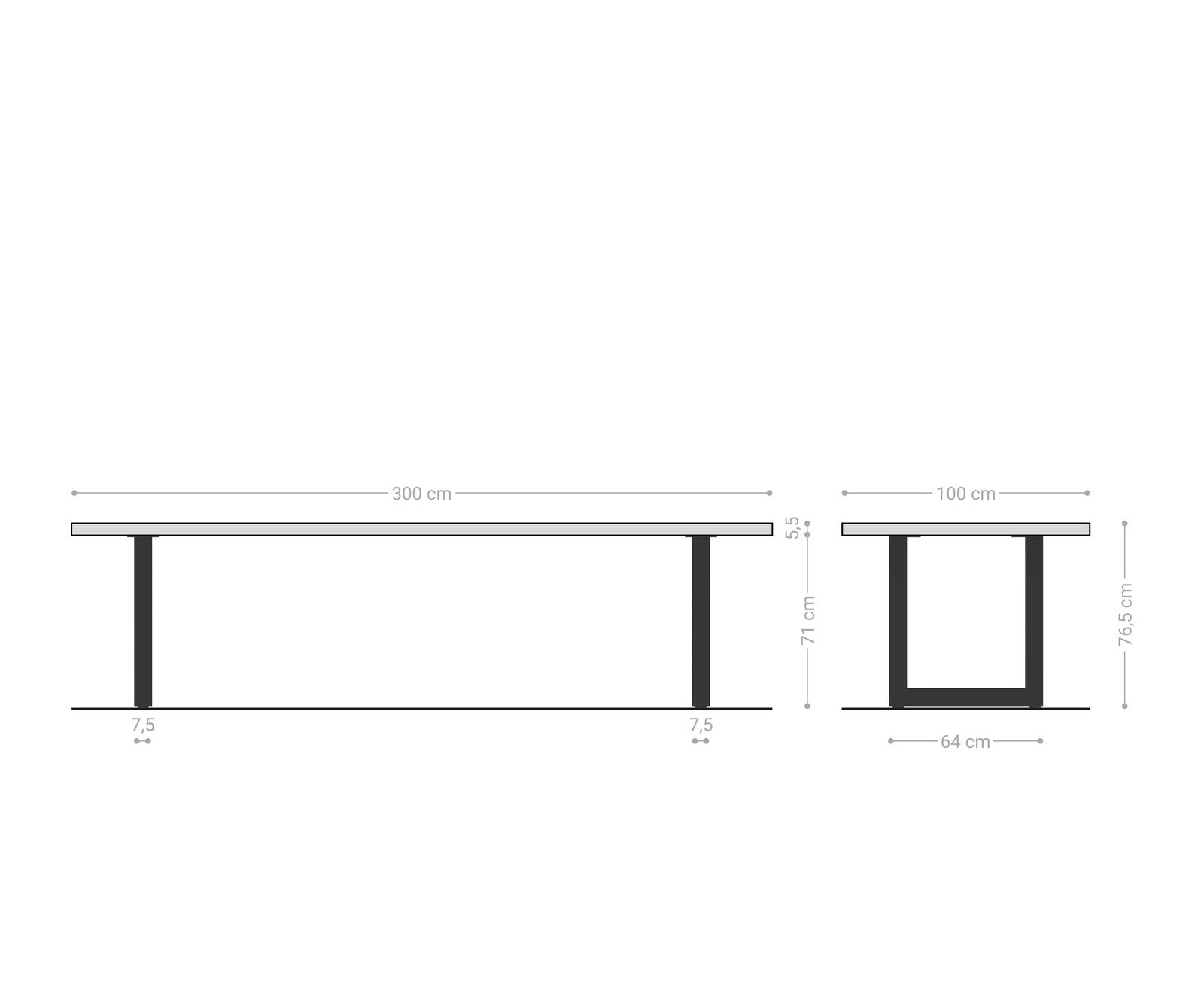 Stół do jadalni Edge 300x100 XL akacja naturalna stal nierdzewna live-edge 7