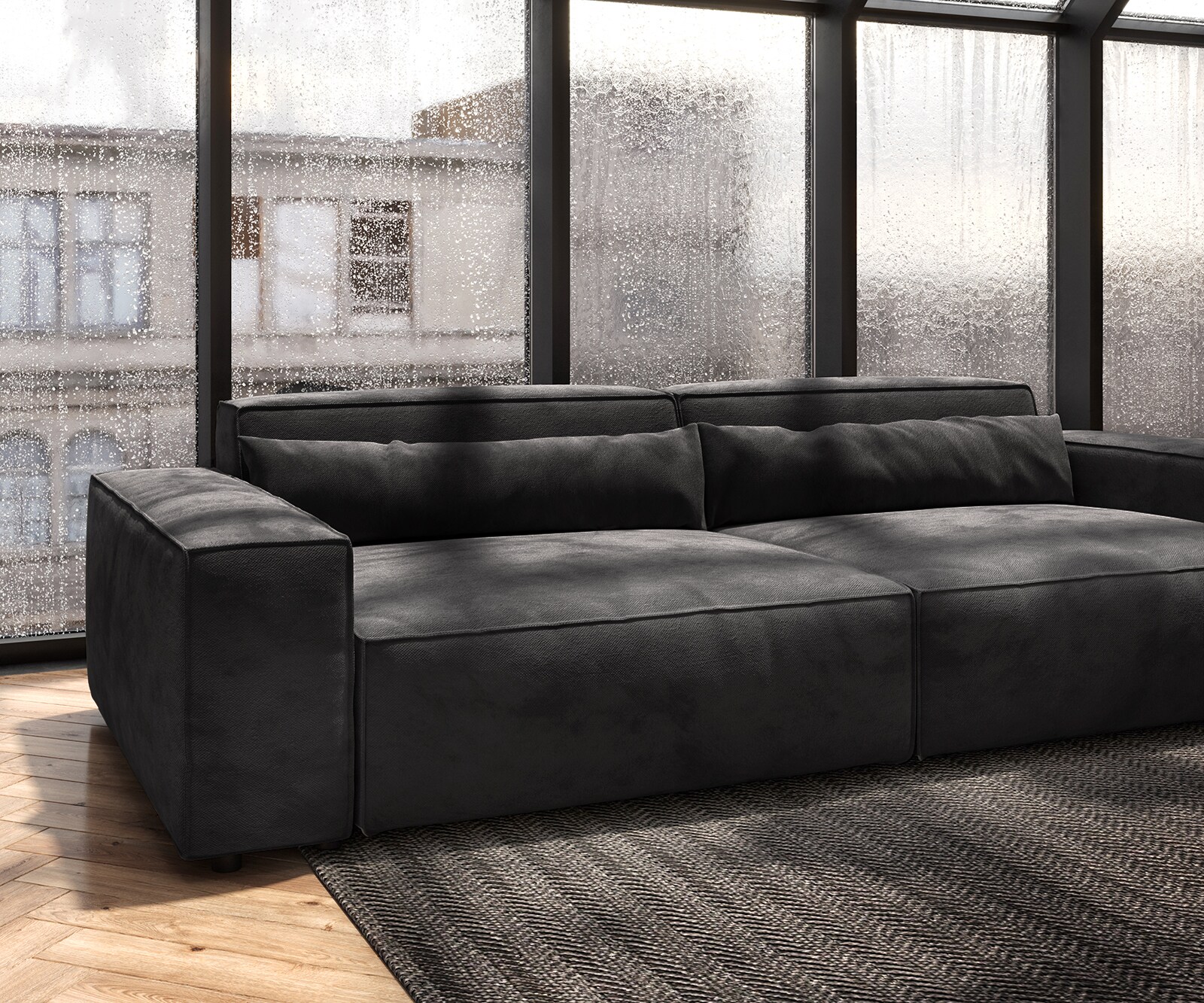 Sofa Sirpio XL 270x130cm mikrofibra czarna 5