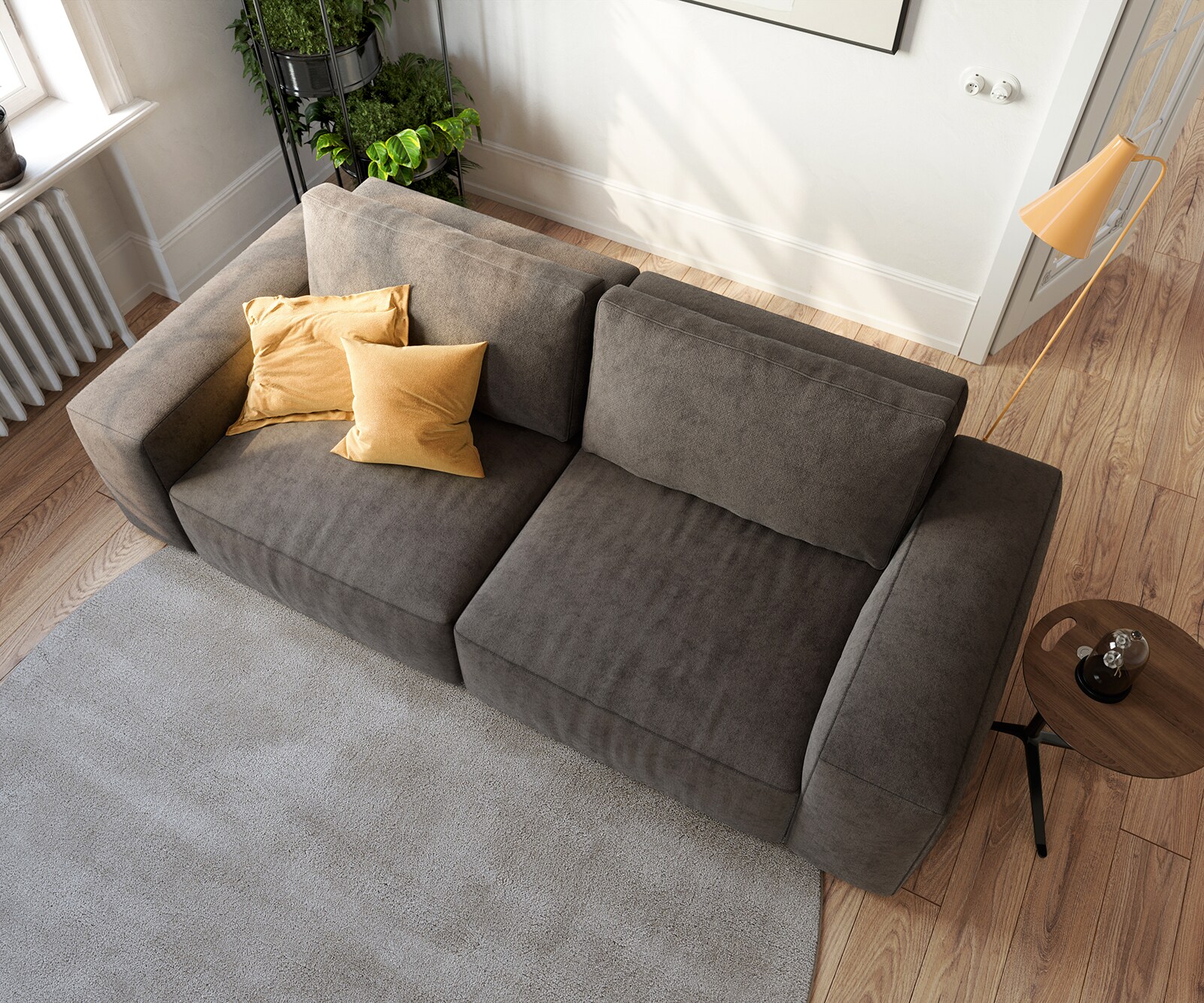 Duża sofa Lanzo L 250x105 cm mikrofibra khaki brązowa 6