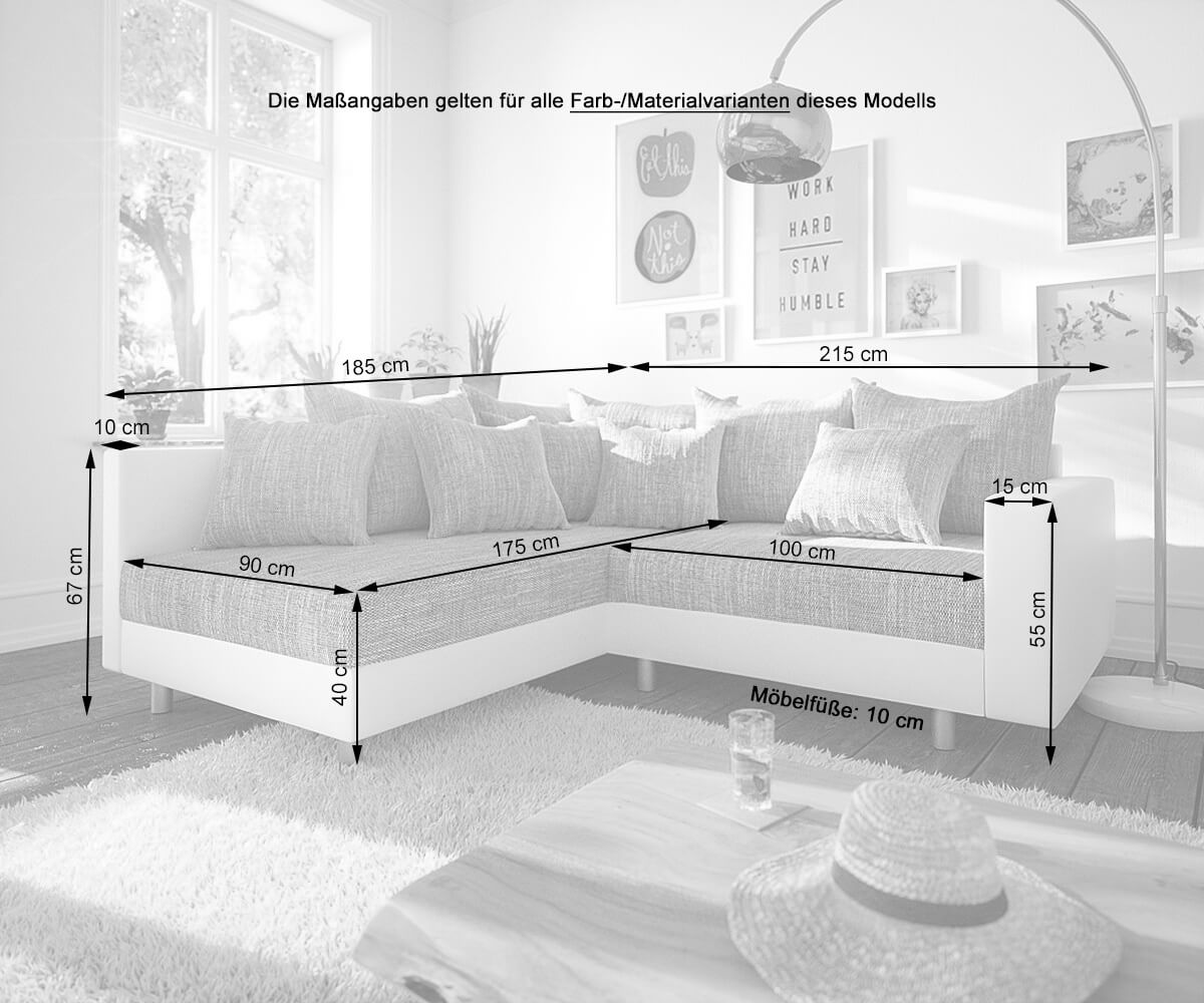 Sofa narożna Clovis biało-czarna podłokietnik szezlong lewy sofa modułowa 6