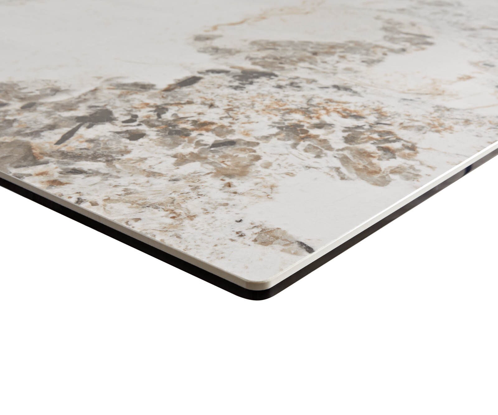 Stół do jadalni Edge 200-300x100 cm ceramika Minas Melange biało-beżowy rama Spider metal czarna rozkładany 5