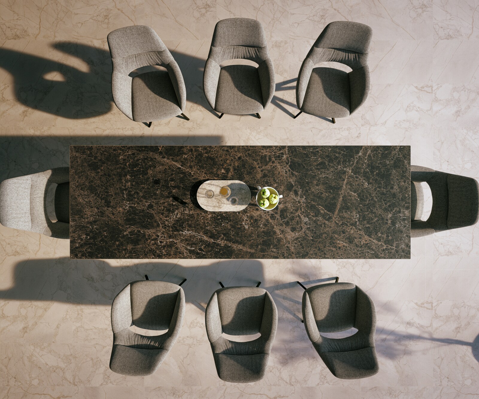Stół ogrodowy Edge 300x100 cm ceramika Laminam® Emperador Extra Lucidato ciemnobrązowy rama Cross czarny 5