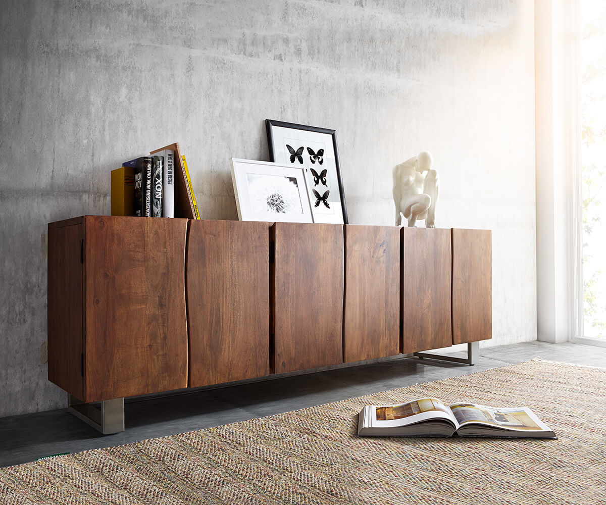 Komoda Live-Edge 220 cm akacja naturalna 6 drzwi 1
