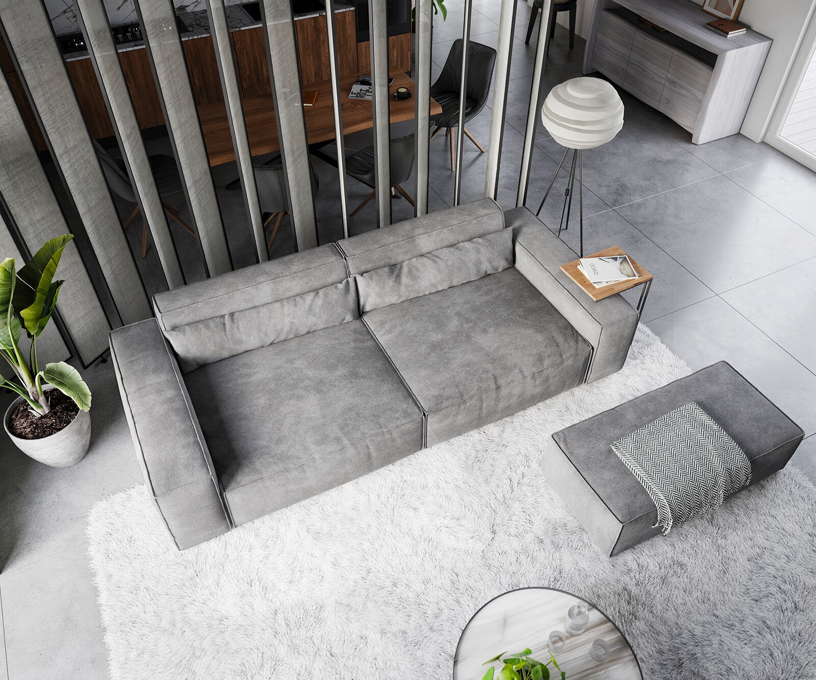 Sofa Sirpio XL 270x130cm mikrofibra szaro-brązowy z pufem 3