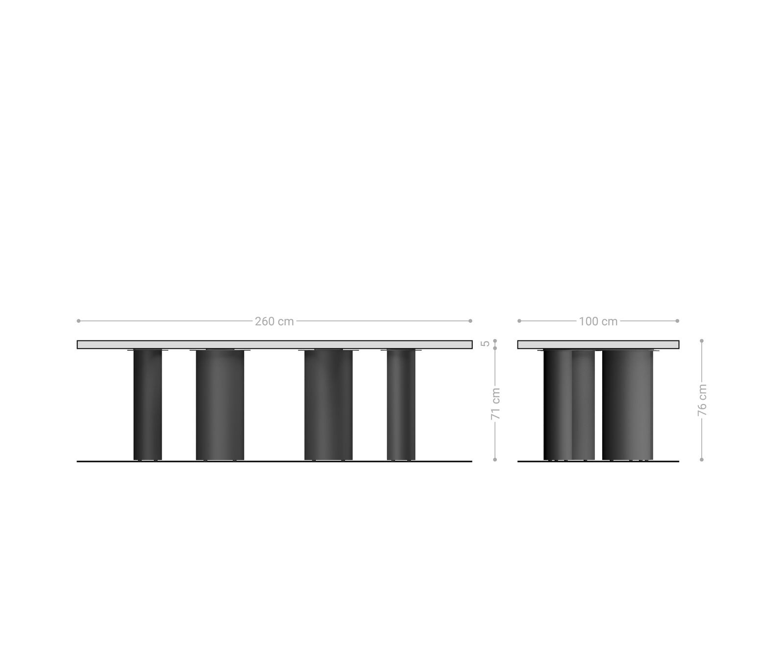 Stół do jadalni Edge 260x100 cm XL akacja brązowa rama Pilier metal w kolorze tytanu 5