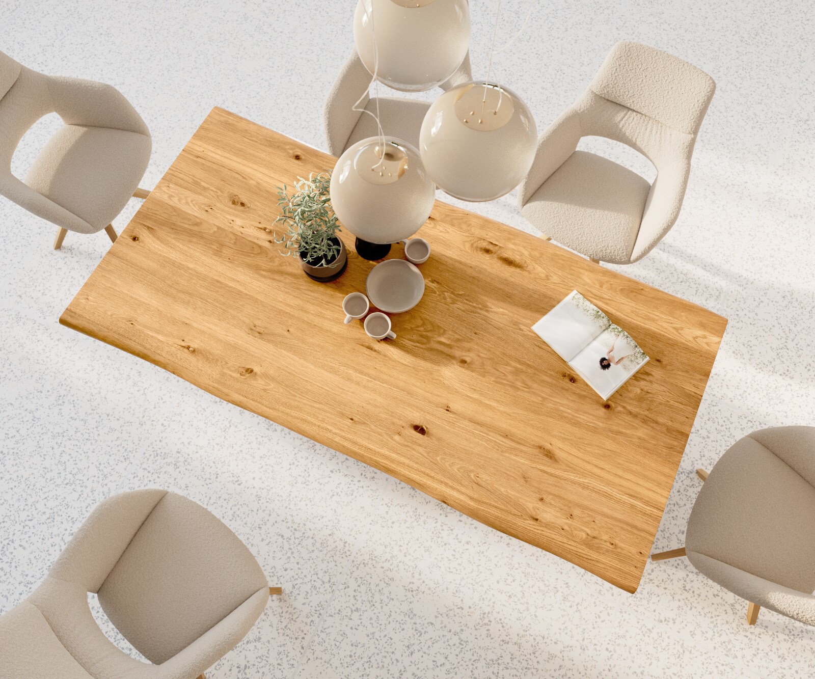 Stół do jadalni Edge 200x100x2,5-3 cm dąb naturalny rama W metal czarny live-edge 5