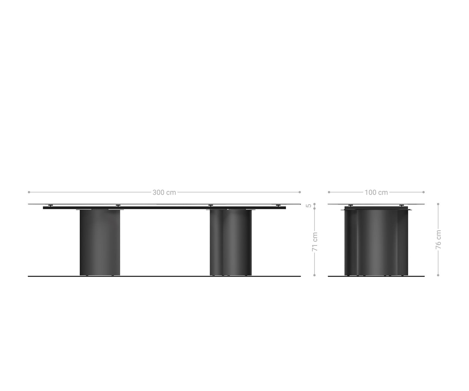 Stół do jadalni Edge 300x100cm ceramika Laminam® Sabbia kolor dębu rama Troa metal kolor tytanowy 7