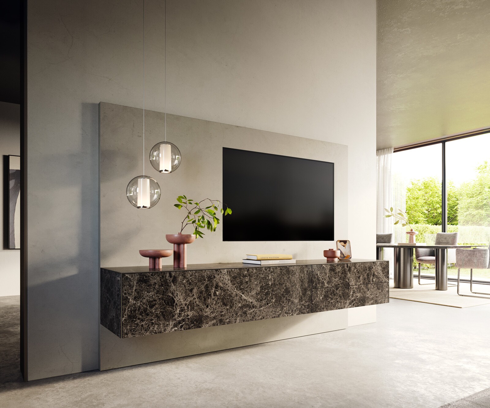 Szafka RTV Cuor 220 cm ceramika 1 drzwi uchylne 2 szuflady 5