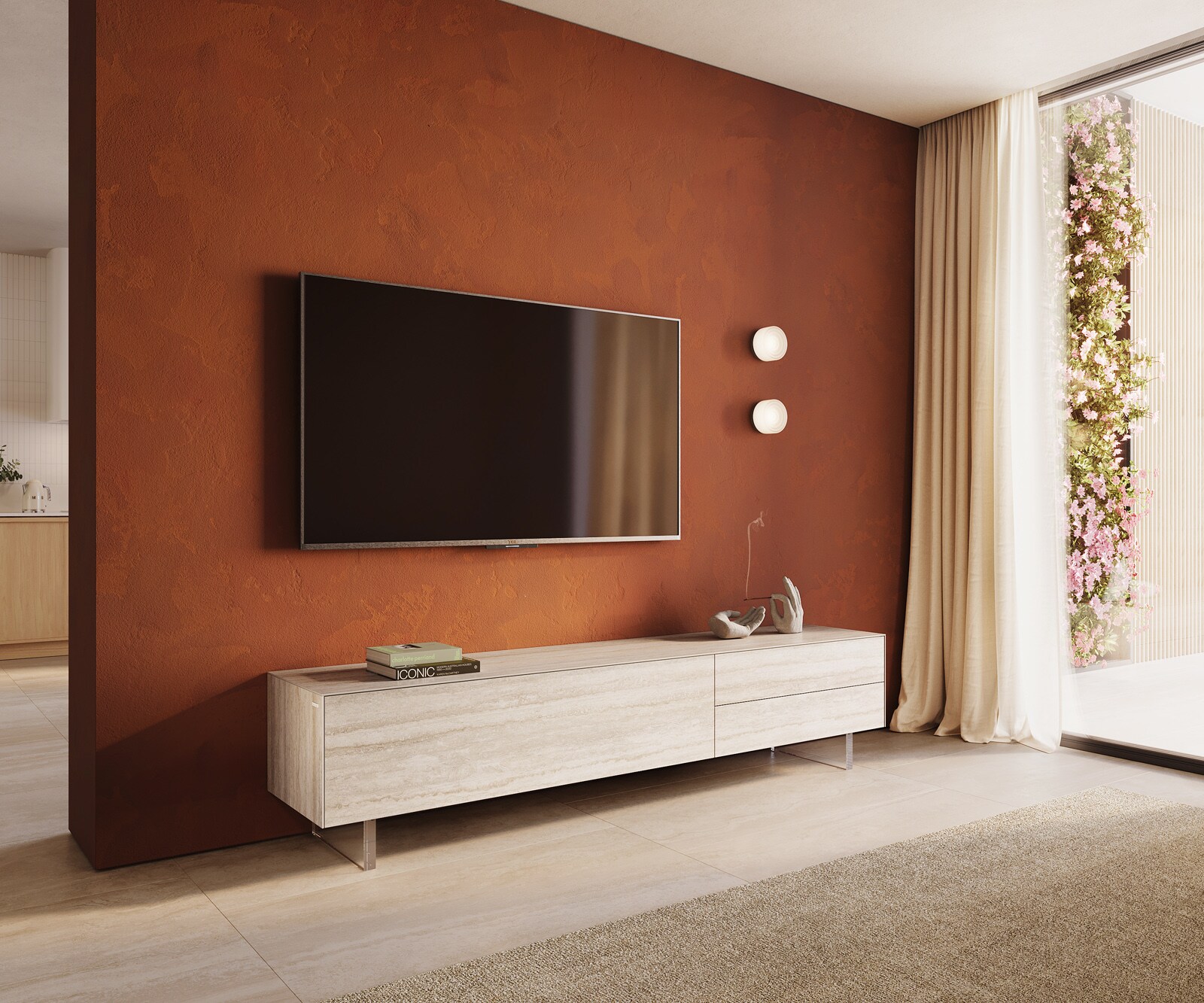 Szafka RTV Cuor 220 cm ceramika 1 drzwi uchylne 2 szuflady 4