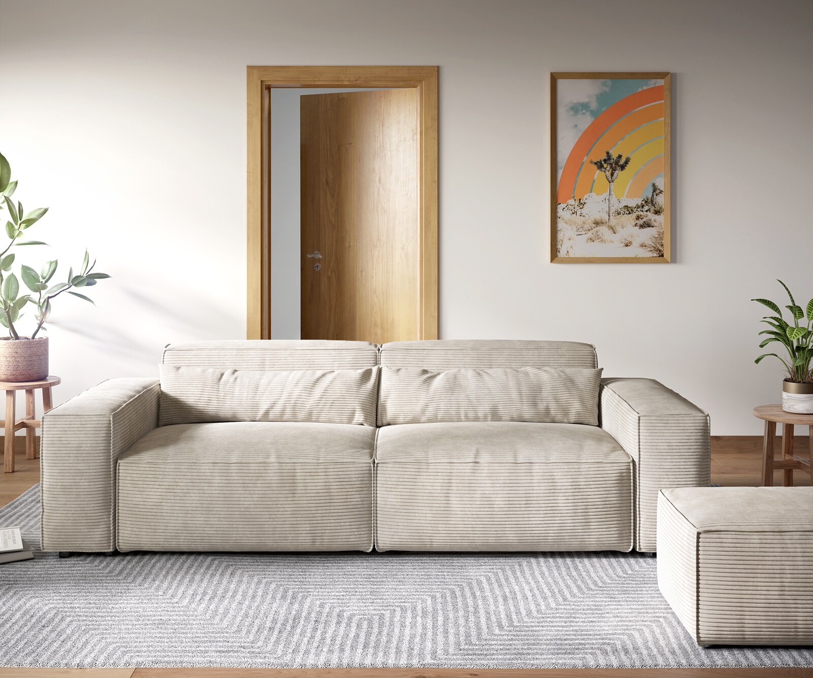 Sofa Sirpio XL 270x130cm sztruks beżowy z pufem 1