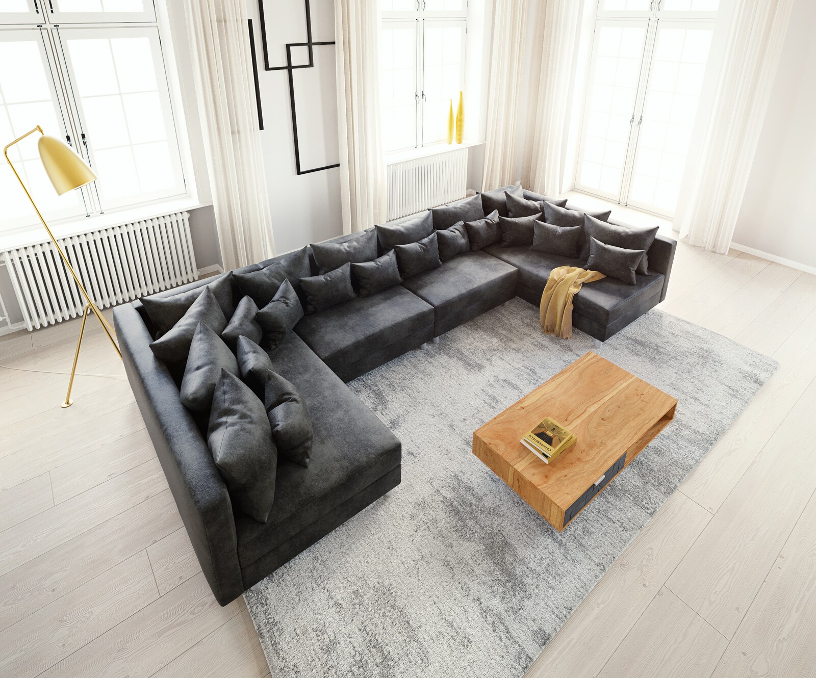 Zestaw wypoczynkowy Clovis XL antracyt antyczny sofa modułowa 3