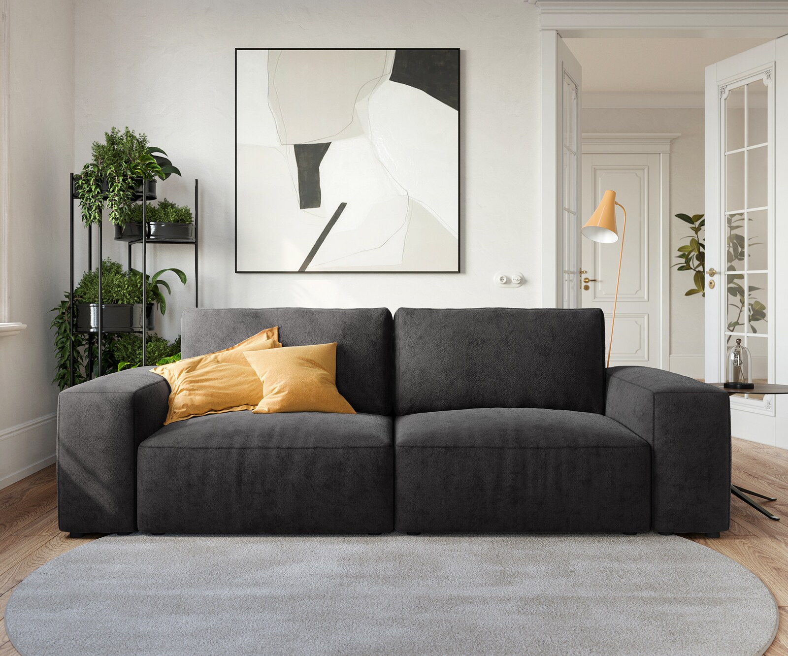 Duża sofa Lanzo L 250x105 cm mikrofibra czarna 1