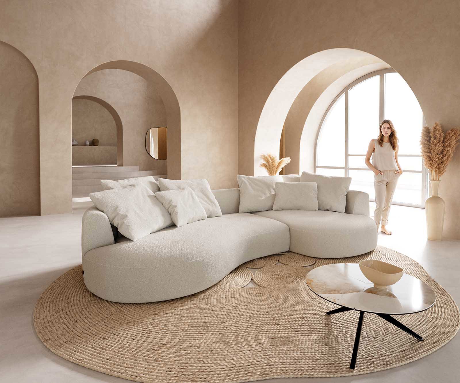 Sofa Edina 330x170cm bouclé kremowo-biały 5