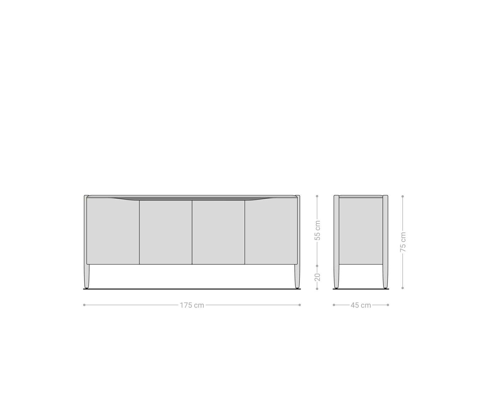 Komoda Simcha 175 cm akacja naturalna 4 drzwi 7