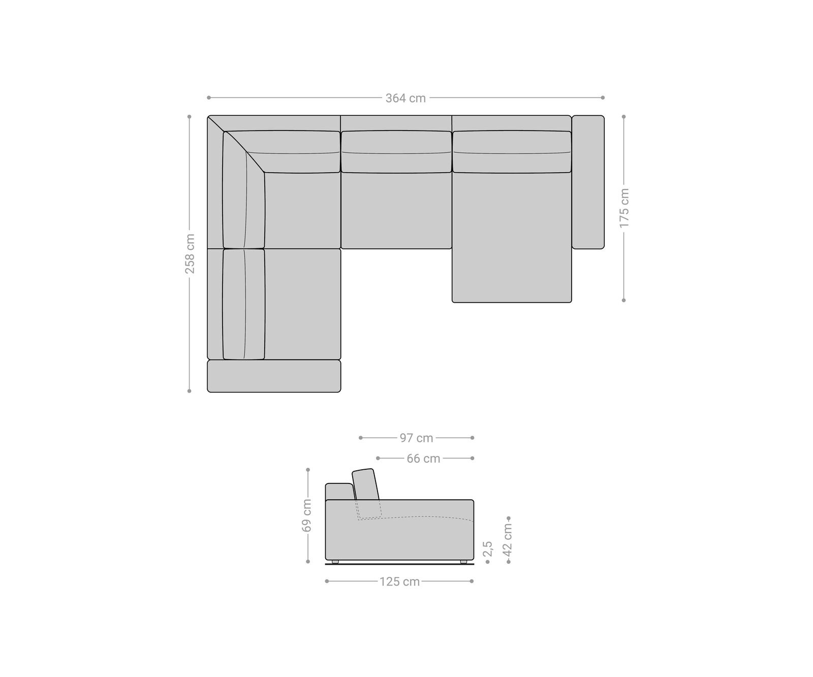 Zestaw wypoczynkowy Lanzo XL 360x260cm mikrofibra brąz khaki szezlong z możliwością zmiennego ustawienia 6