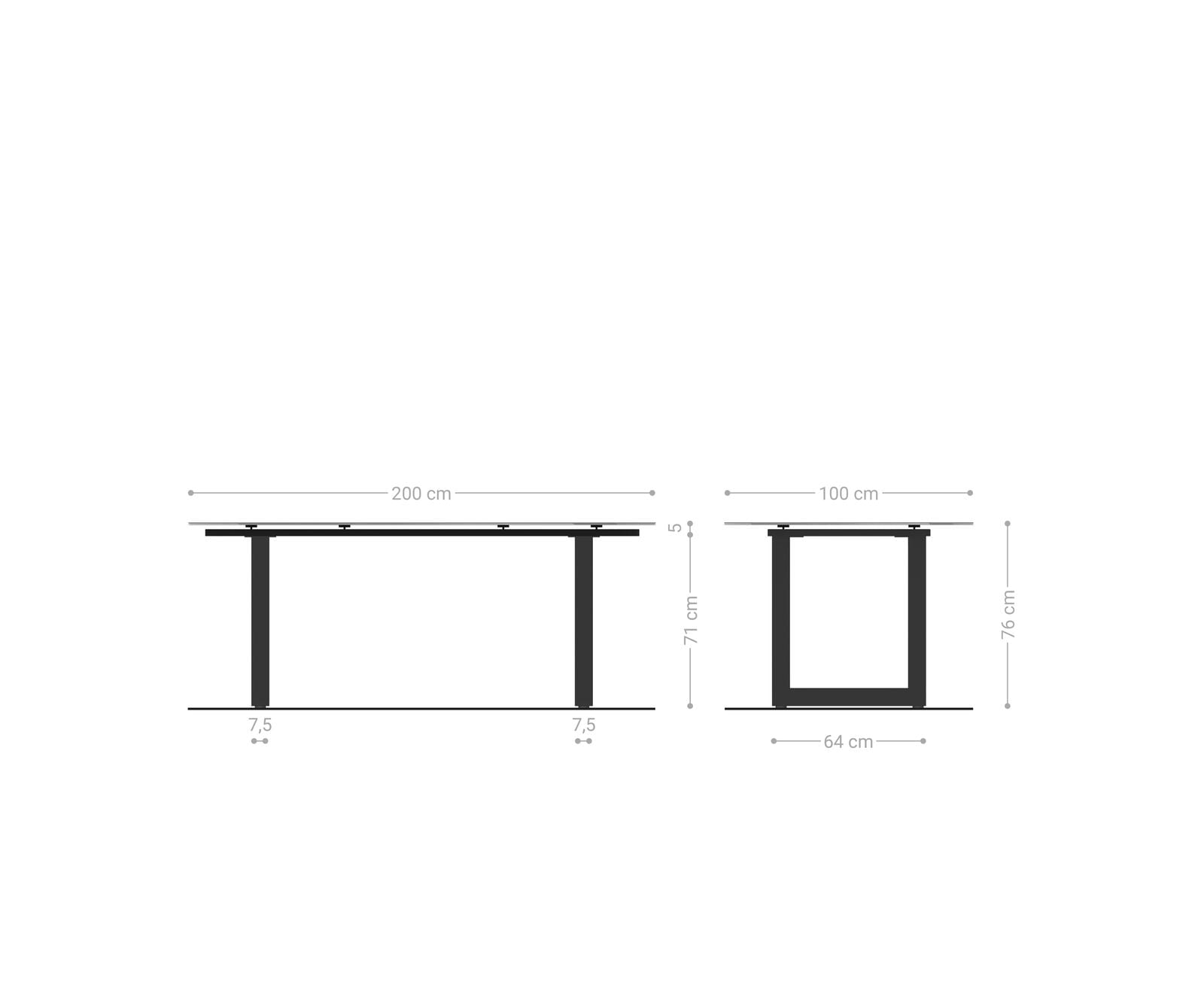 Stół do jadalni Edge kształt beczki 200x100cm ceramika Laminam® Noir Desir brązowy stal nierdzewna szeroka rama 6