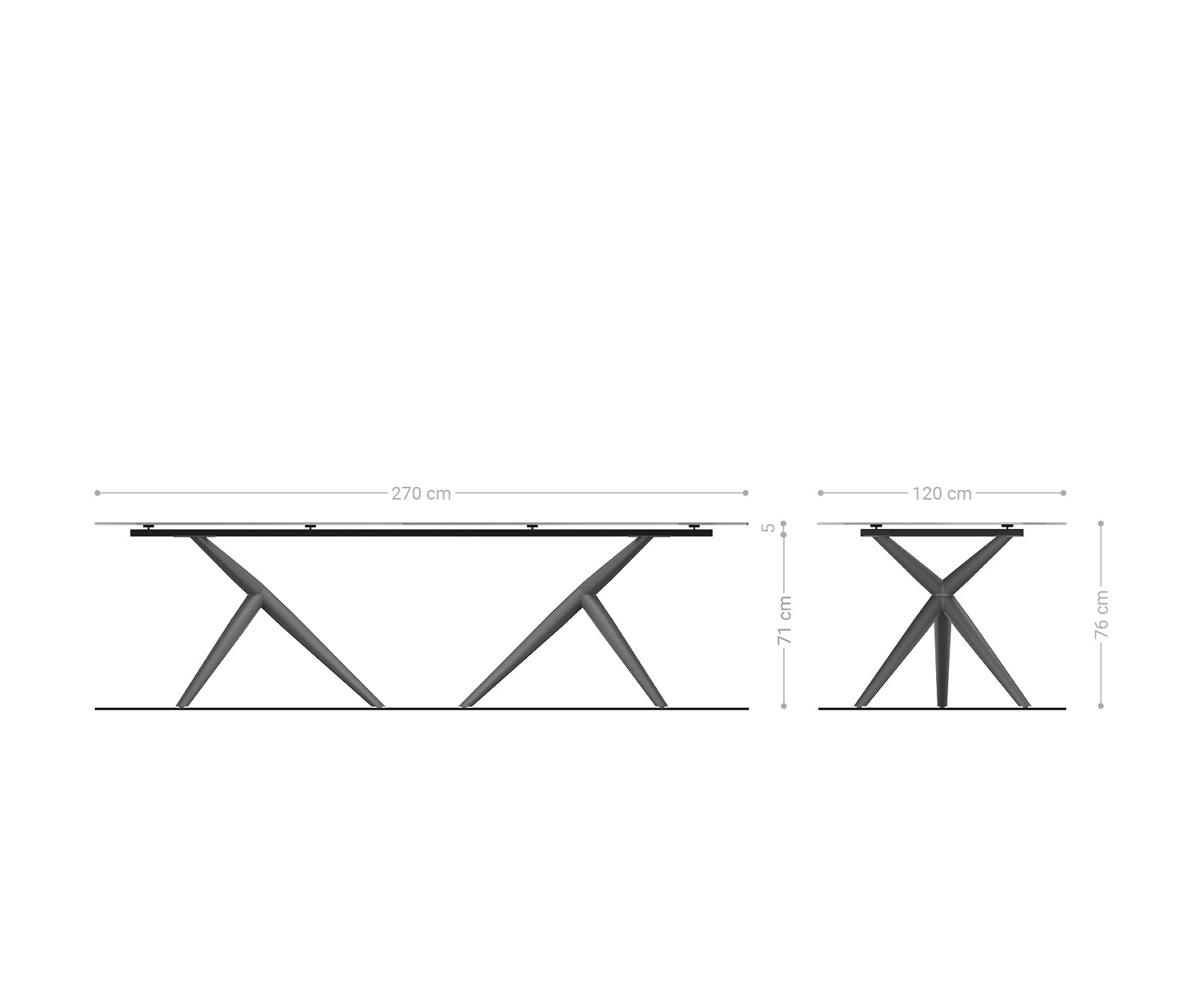 Stół do jadalni Edge kształt beczki 270x120cm ceramika Iris FMG Onice Grigio rama Estelar stal nierdzewna 8