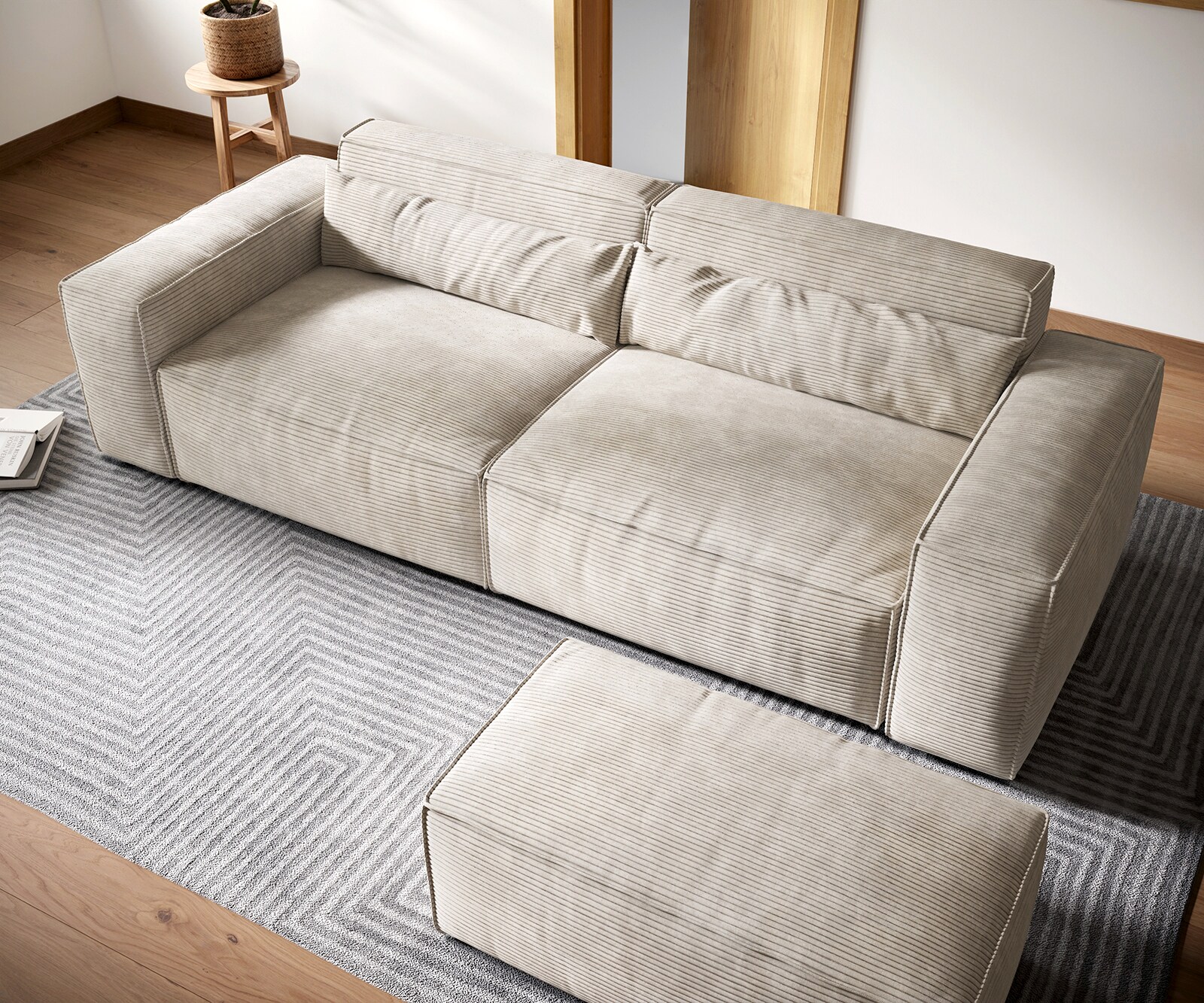 Sofa Sirpio XL 270x130cm sztruks beżowy z pufem 3