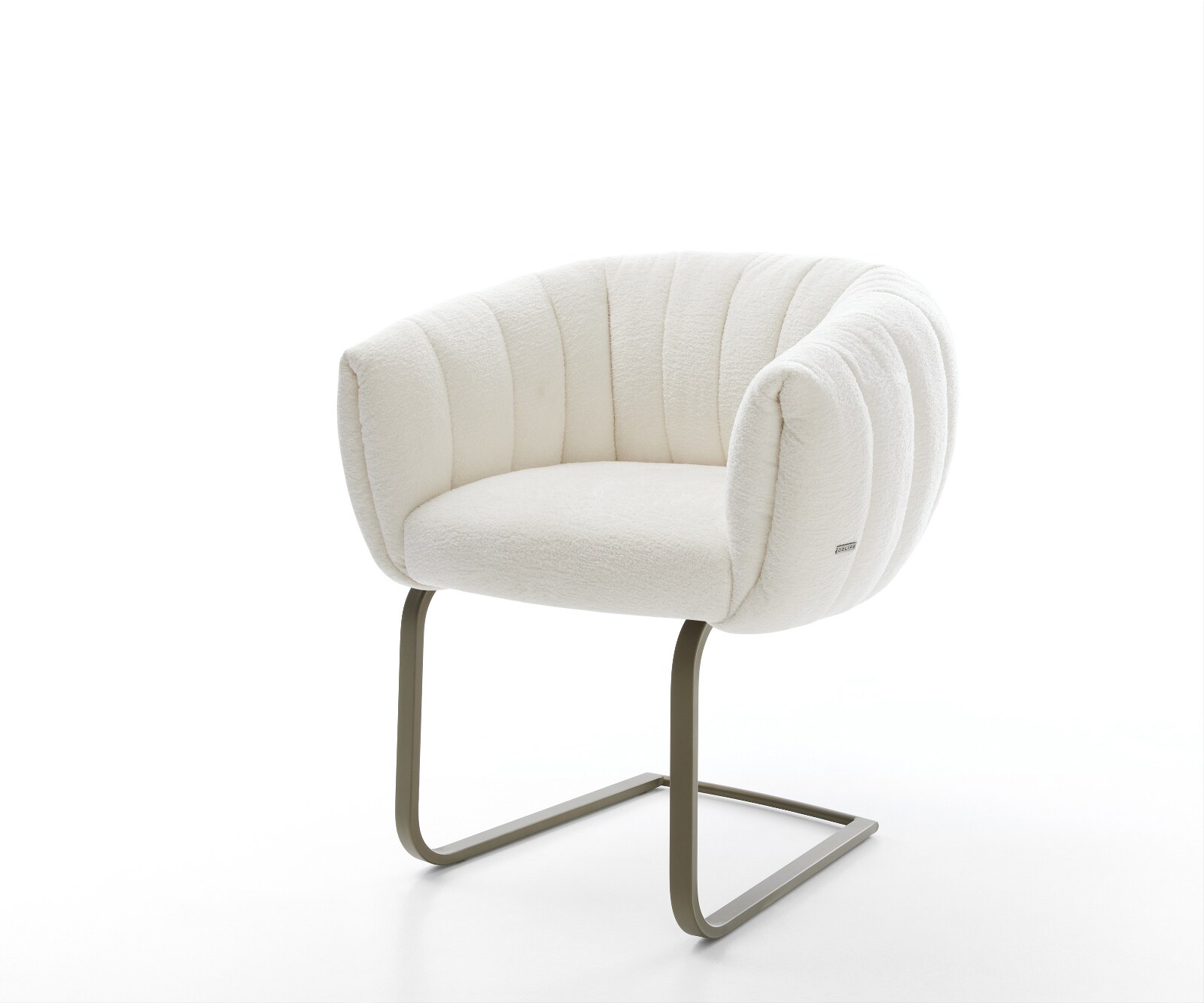 Krzesło do jadalni Jada-Flex bouclé beżowy rama wspornikowa płaska kolor tytanowy ze sprężynami kieszeniowymi