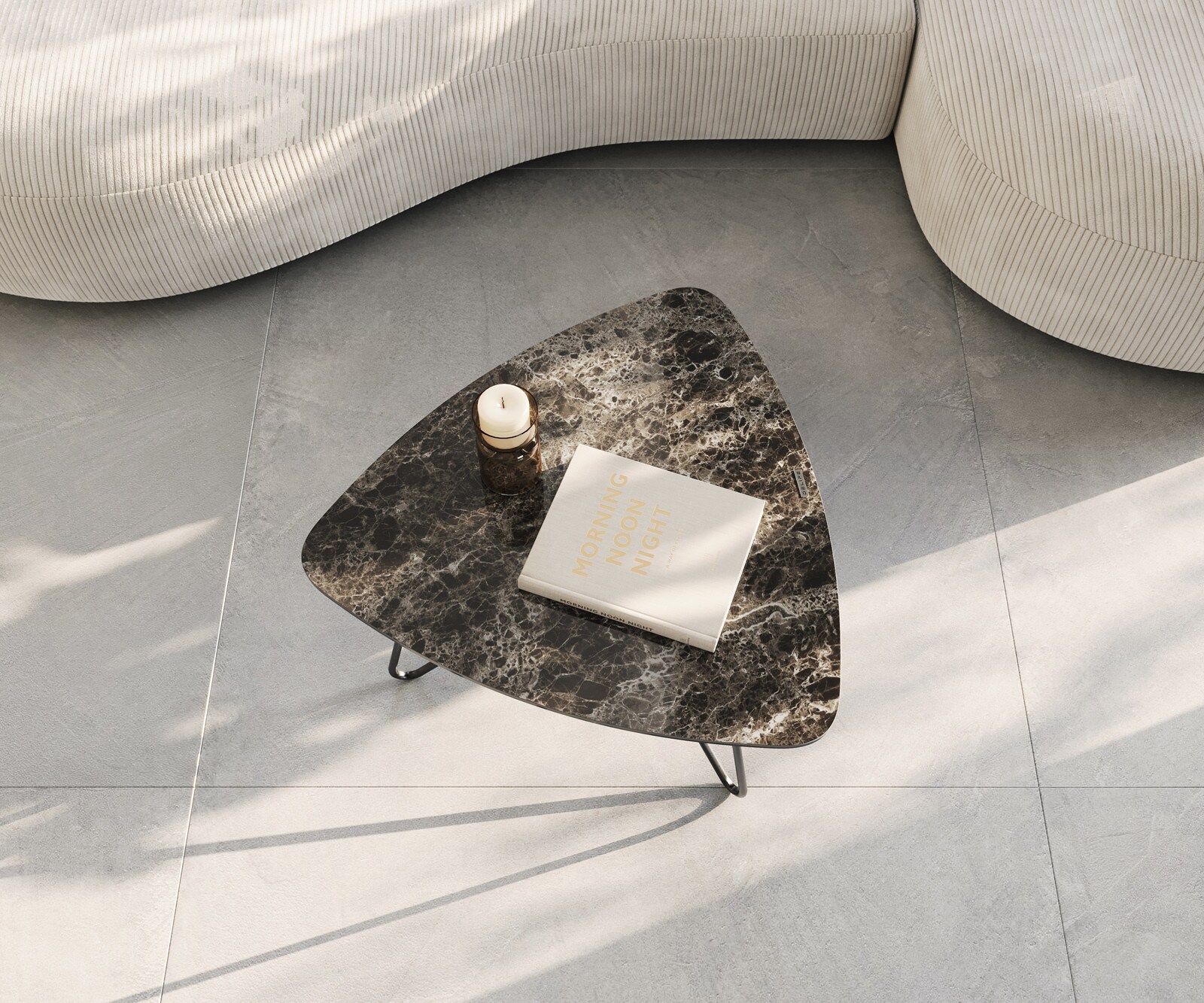 Stolik kawowy Ekrem 65x65cm ceramika Emperador Extra Lucidato ciemnobrązowa nóżki Hairpin metal czarny 2