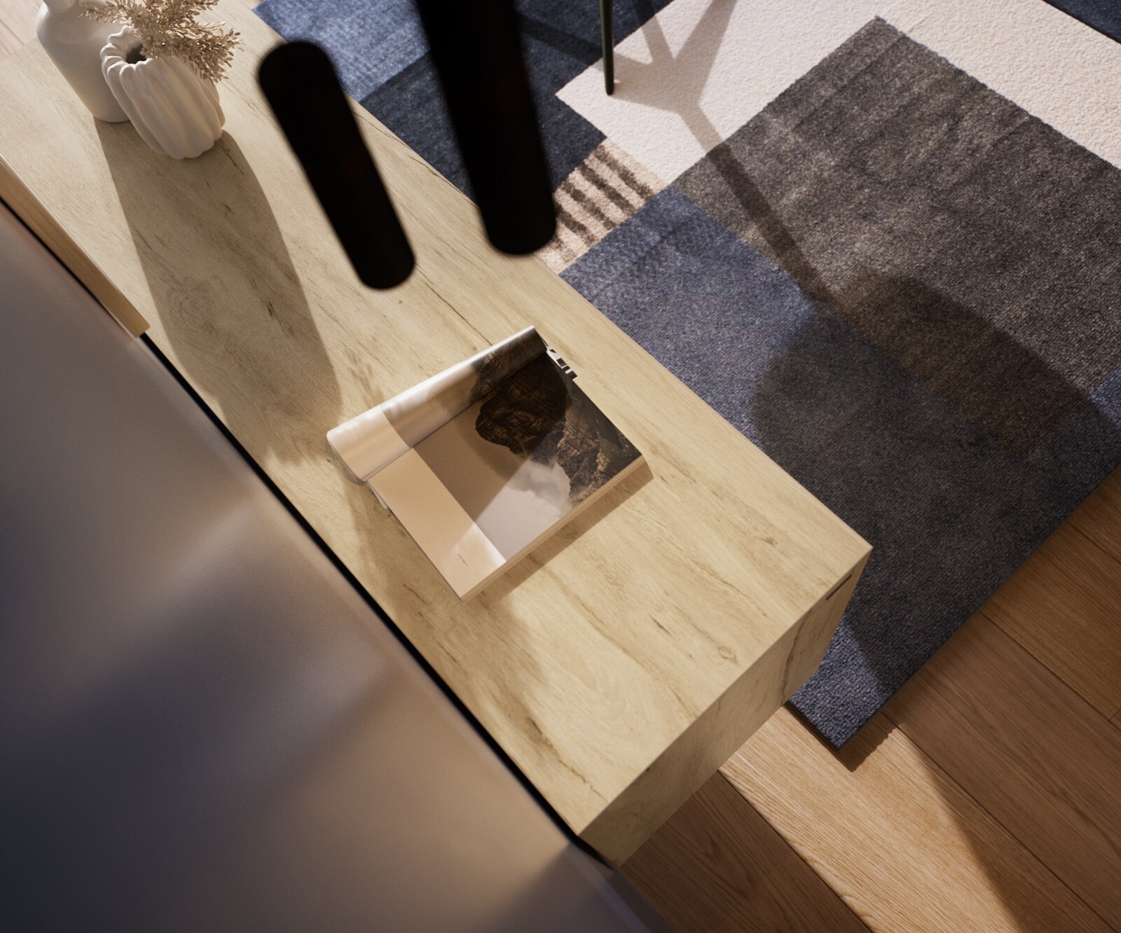 Komoda Cuor 150 cm ceramika Laminam® Sabbia (kolor dębu) 3 drzwi nóżki wąskie czarny metal 6