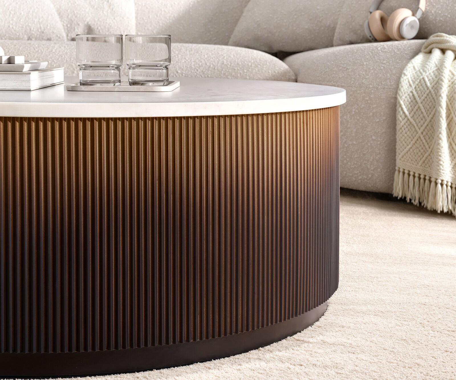 Stolik kawowy Fiorano stolik kawowy 90x90 cm marmur White metal Gold Fusion Finish 2
