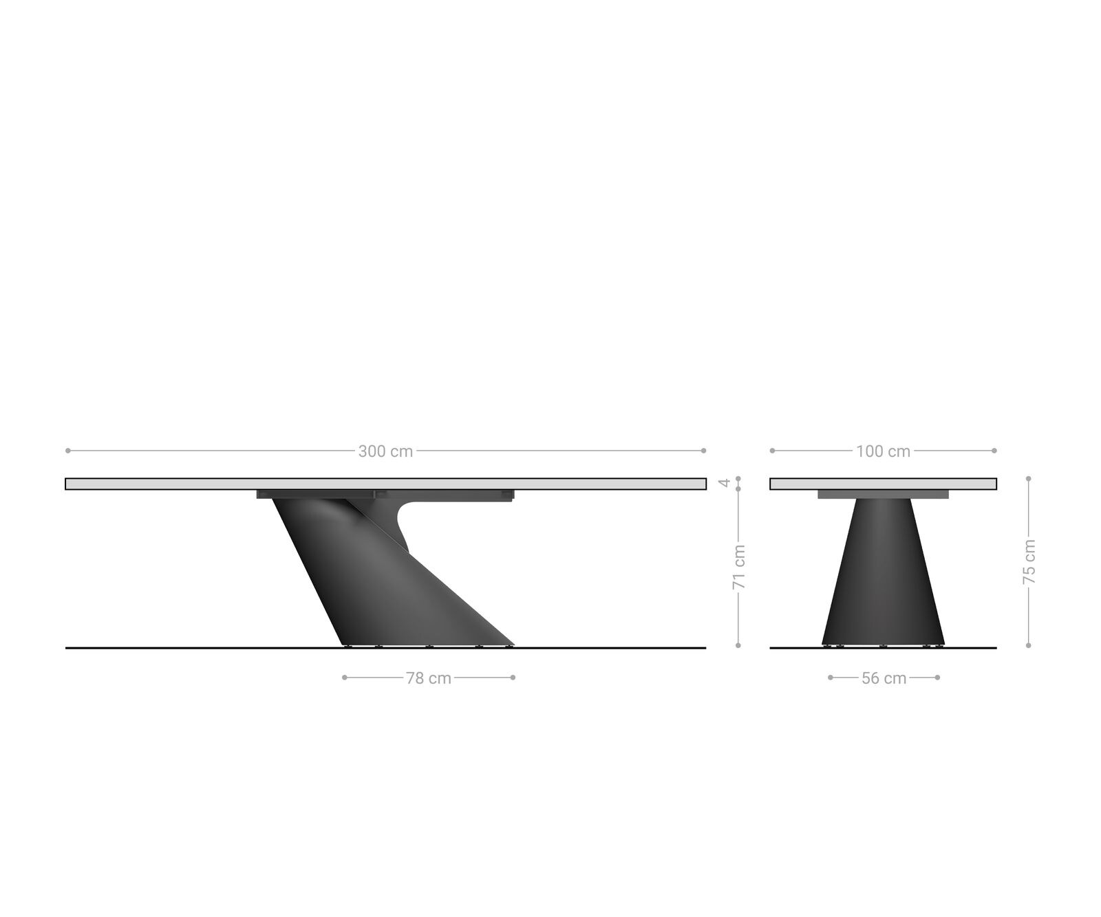 Stół do jadalni Edge 300x100x4cm dąb naturalny rama Cono metaliczny srebrny live-edge 7