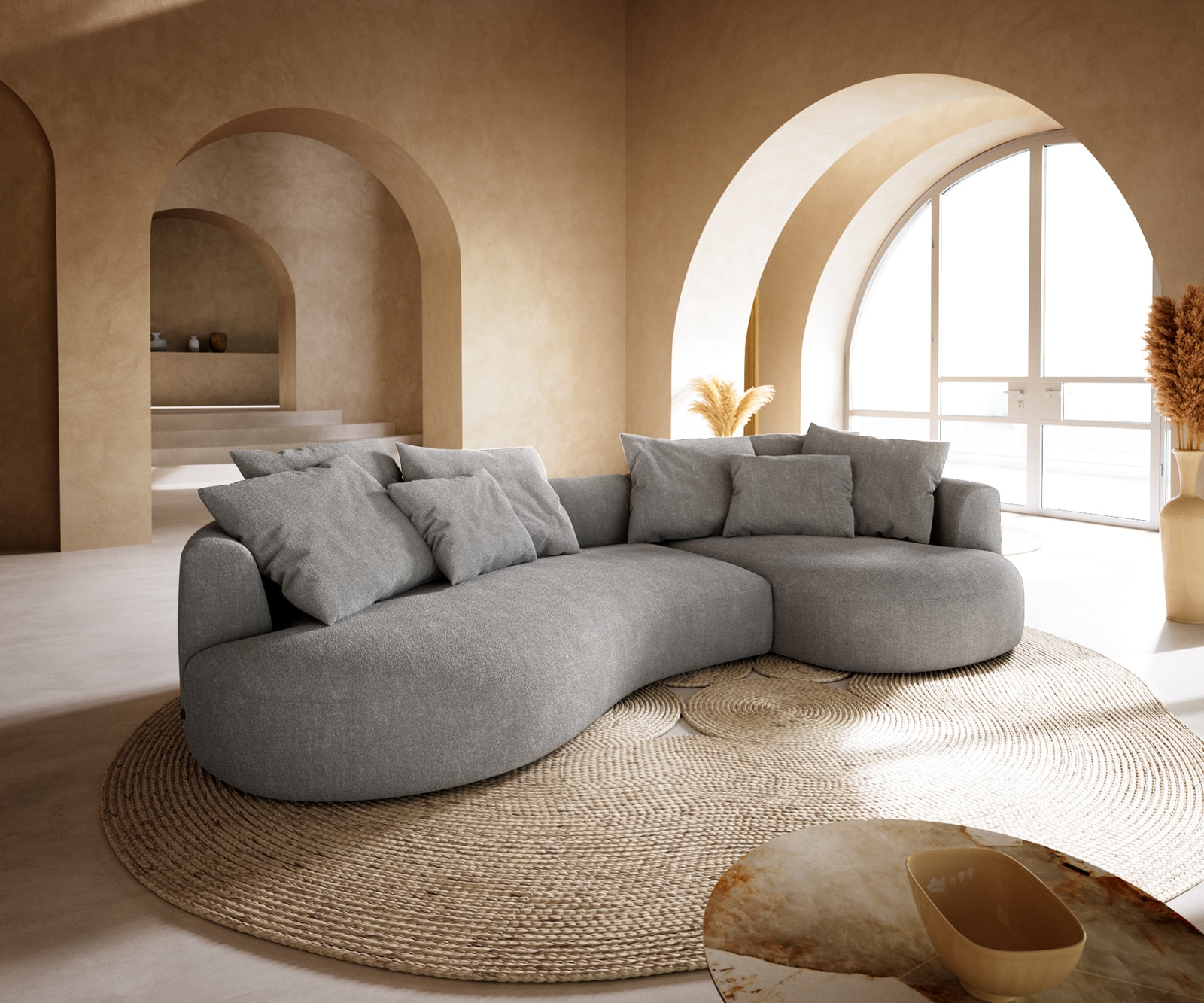Sofa Edina 330x170cm bouclé kremowo-biały 3