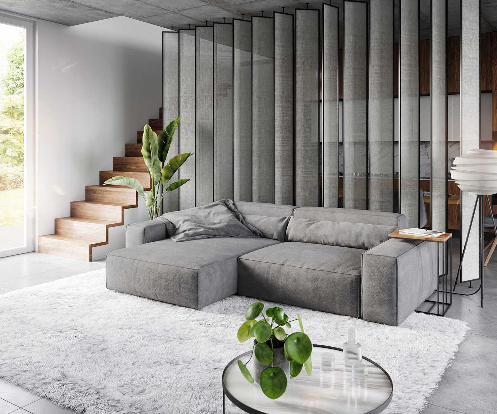 Sofa narożna Sirpio XL 270x170cm mikrofibra czarna szezlong z możliwością zmiennego ustawienia z pufem 1