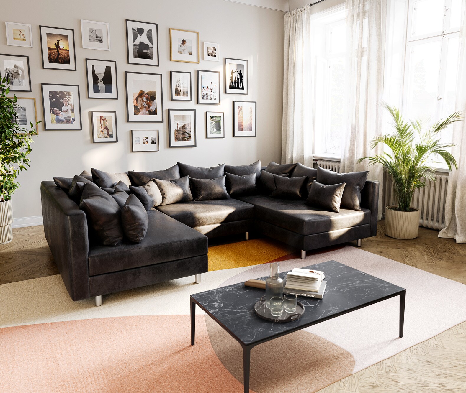Zestaw wypoczynkowy Clovis antracyt antyczny sofa modułowa