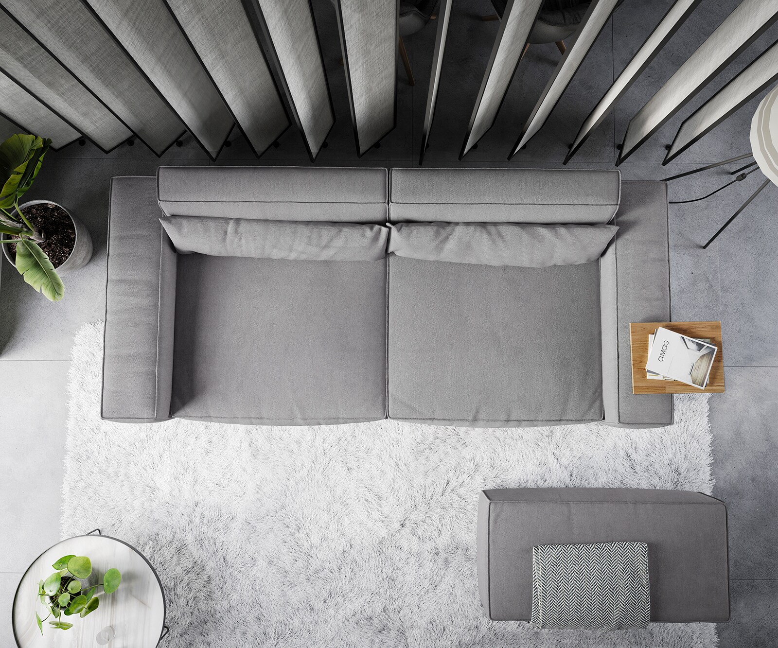 Sofa Sirpio XL 270x130cm mikrofibra szara z pufem 5