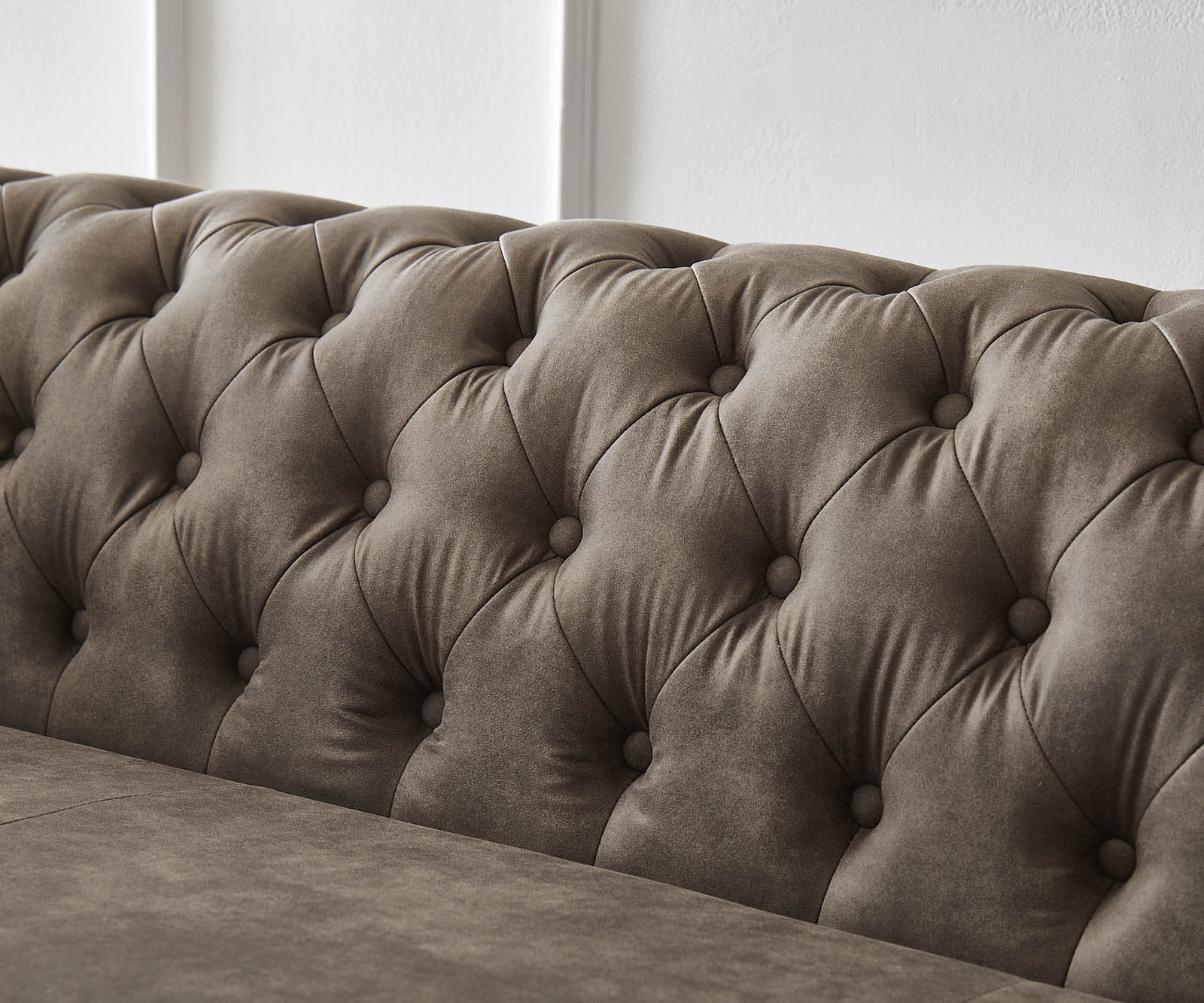 Sofa Chesterfield 3-osobowa 200x88 cm szaro-brązowy vintage 3