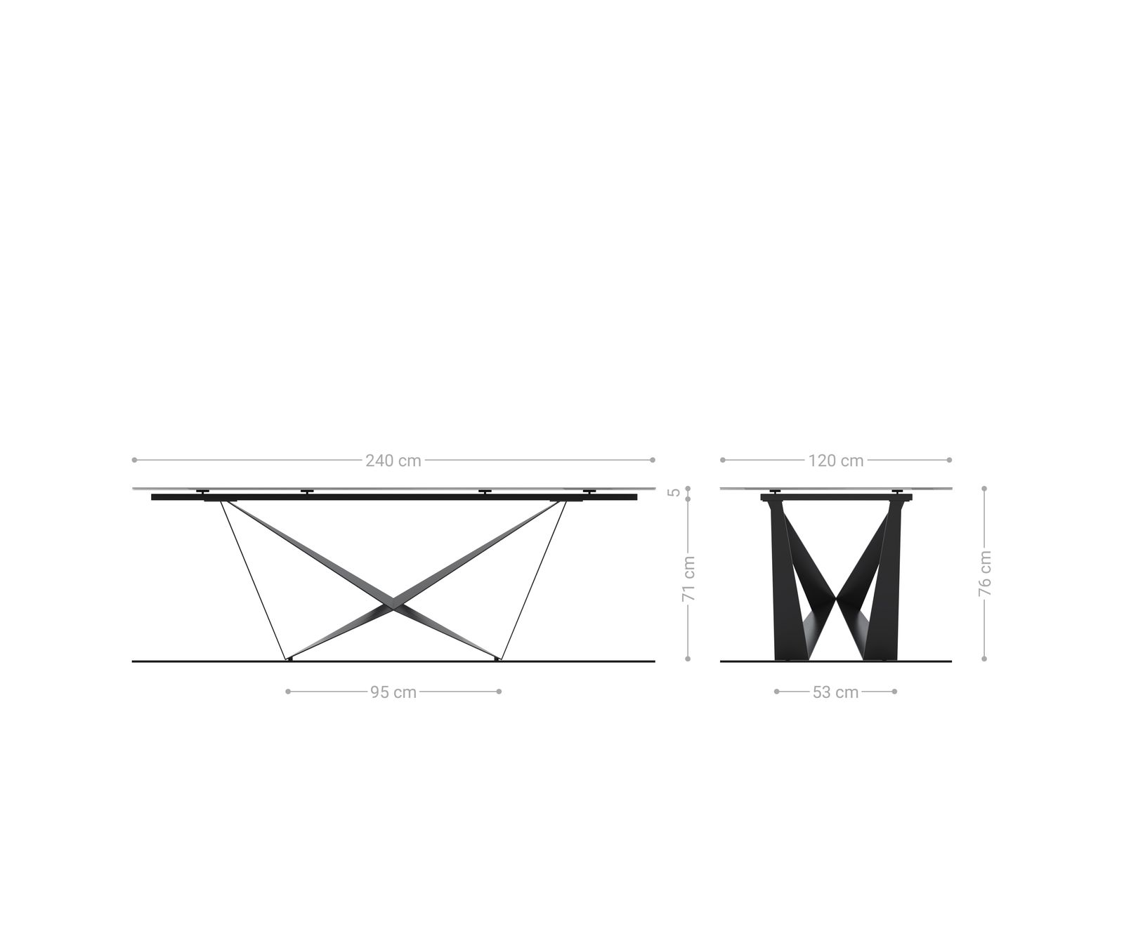 Stół do jadalni Edge w kształcie beczki 240x120 cm szkło reliefowe masa perłowa efekt 3D rama Spider metal biały 5