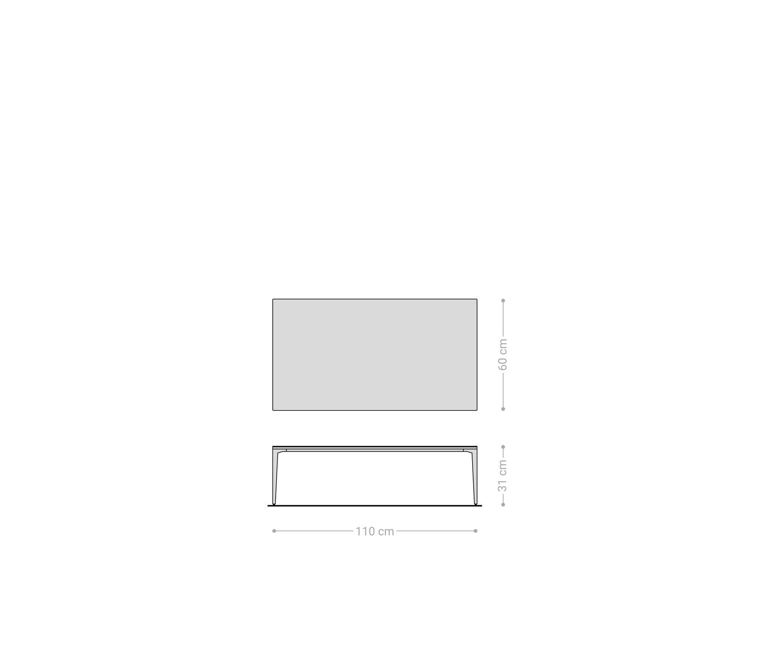 Stolik kawowy Levente 110x60 cm ceramika Laminam® Noir Desir brązowy rama metal kolor tytanowy 8