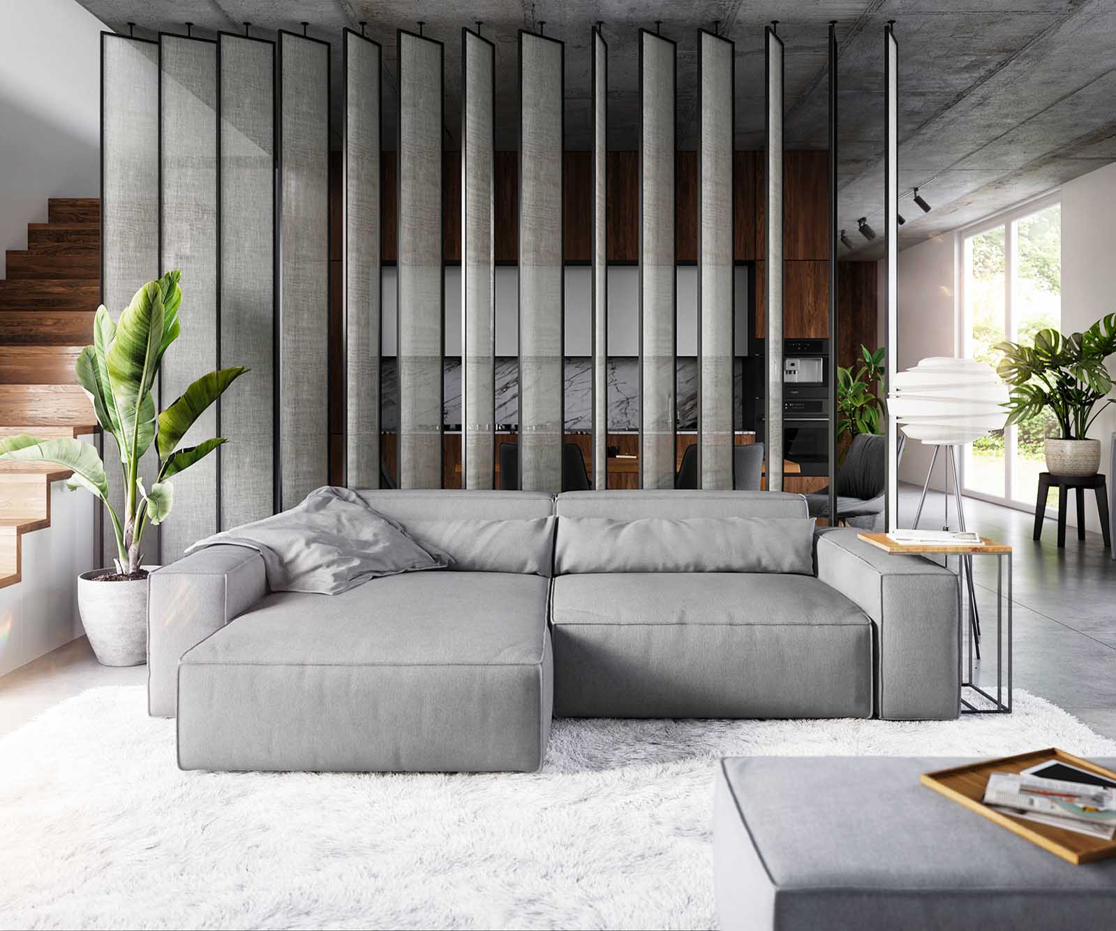 Sofa narożna Sirpio XL 270x170cm mikrofibra szara szezlong z możliwością zmiennego ustawienia z pufem