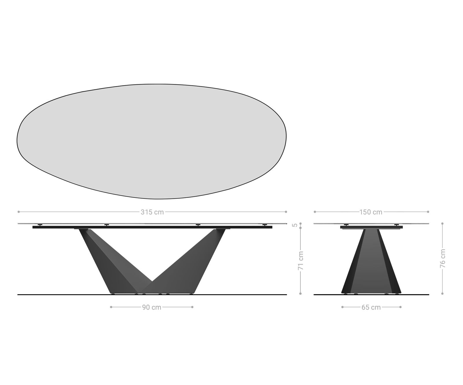Stół do jadalni Edge owalny 315x150 cm ceramika Emperador Extra Lucidato ciemnobrązowa rama Prisma metaliczny złoty 8