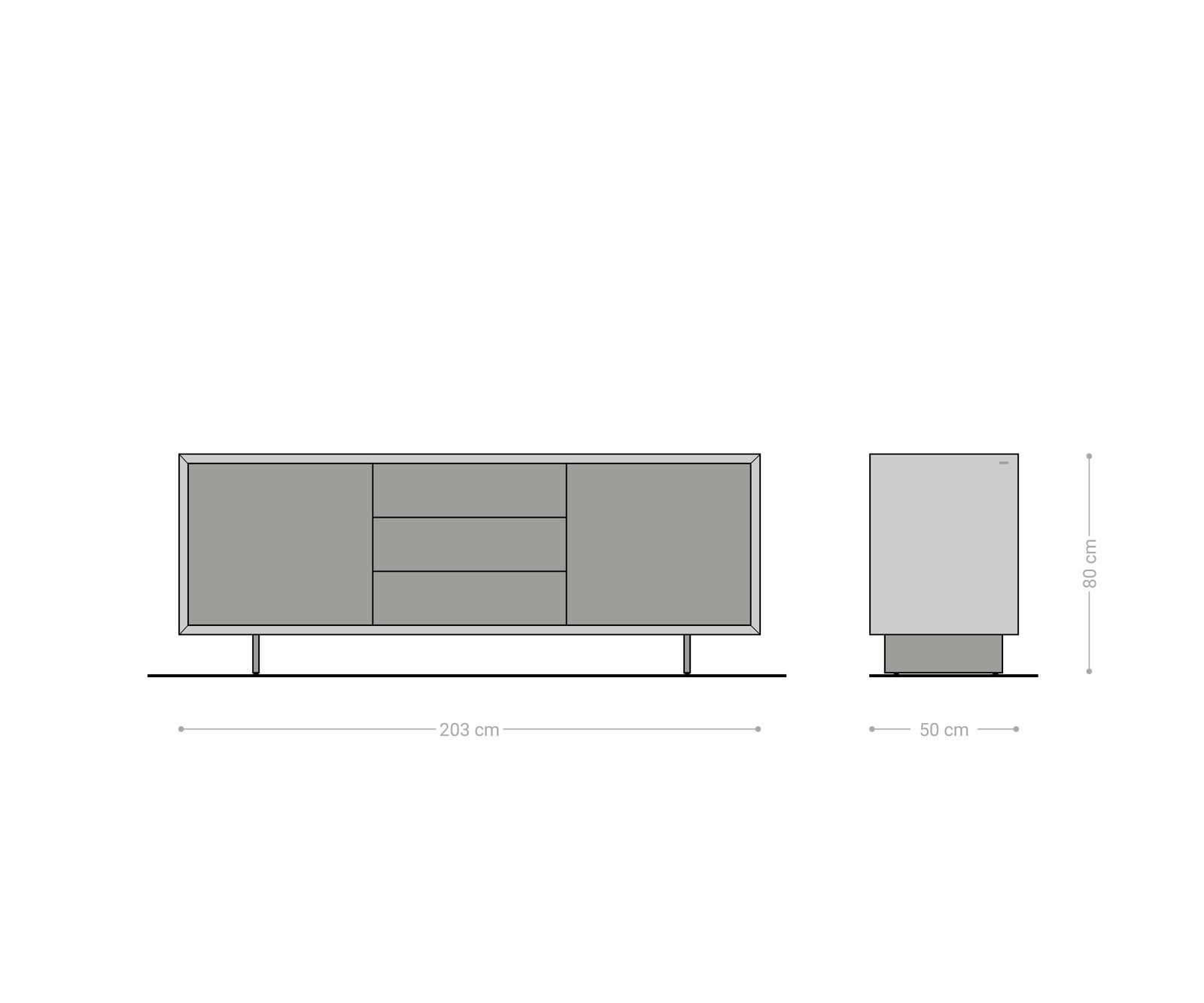 Komoda Yori 200 cm metaliczny złoty 2 drzwi 3 szuflady nóżki akrylowe ceramika Laminam® Noir Desir brązowy 8